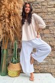 Annie Cushion Cotton Barrel Culotte Pant White